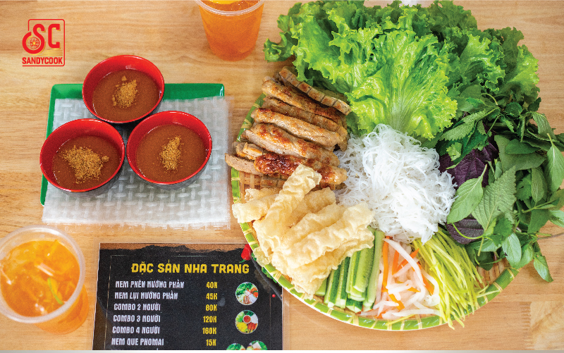 Mẹt nem nướng sau khi được setup