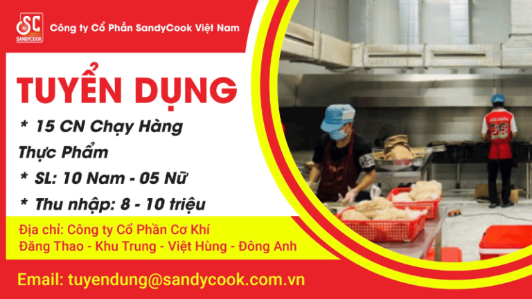 Tuyển dụng 10 Nam và 5 Nữ công nhân chạy hàng