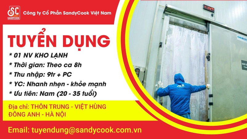 TUYỂN GẤP NAM NHÂN VIÊN KHO LẠNH